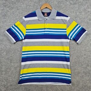 Blac Lacquer Men's Multicolor Striped Polo Shirt‎ Size L Cotton/Polyester Blend